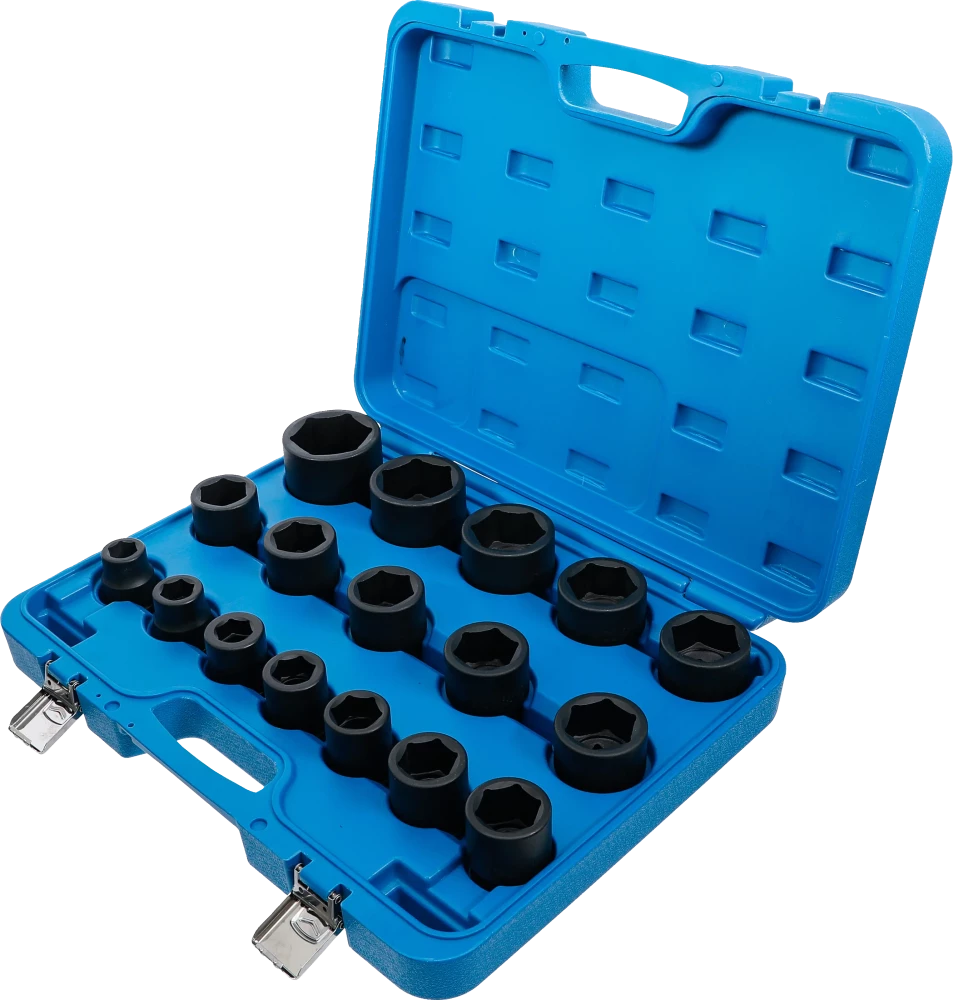 Conjunto de encaixes para chave de caixa de impacto | Entrada de quadrado interno de 20 mm (3/4") | 19 - 55 mm | 17 peças