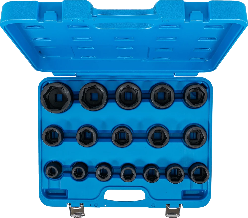 Conjunto de encaixes para chave de caixa de impacto | Entrada de quadrado interno de 20 mm (3/4") | 19 - 55 mm | 17 peças