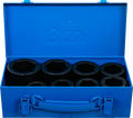 Conjunto de encaixes para chave de caixa de impacto sextavados | Entrada de quadrado interno de 25 mm (1") | 27 - 50 mm | 8 peças