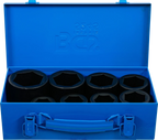 Conjunto de encaixes para chave de caixa de impacto sextavados | Entrada de quadrado interno de 25 mm (1") | 27 - 50 mm | 8 peças