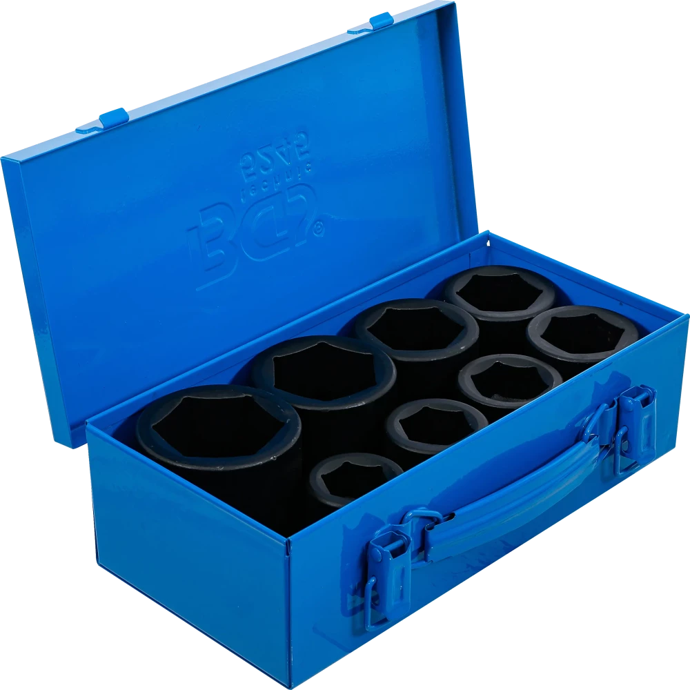 Conjunto de encaixes para chave de caixa de impacto sextavados | Entrada de quadrado interno de 25 mm (1") | 27 - 50 mm | 8 peças