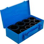 Conjunto de encaixes para chave de caixa de impacto sextavados | Entrada de quadrado interno de 25 mm (1") | 27 - 50 mm | 8 peças