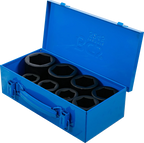 Conjunto de encaixes para chave de caixa de impacto sextavados | Entrada de quadrado interno de 25 mm (1") | 27 - 50 mm | 8 peças