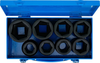 Conjunto de encaixes para chave de caixa de impacto sextavados | Entrada de quadrado interno de 25 mm (1") | 27 - 50 mm | 8 peças