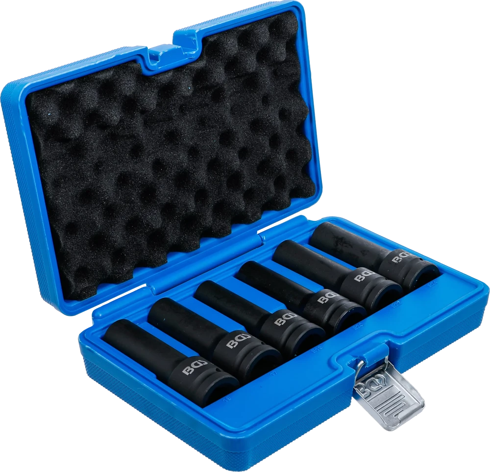 Conjunto de encaixes para chave de caixa de impacto perfil em E, bihexagonais | Entrada de quadrado interno de 20 mm (3/4") | 6 peças