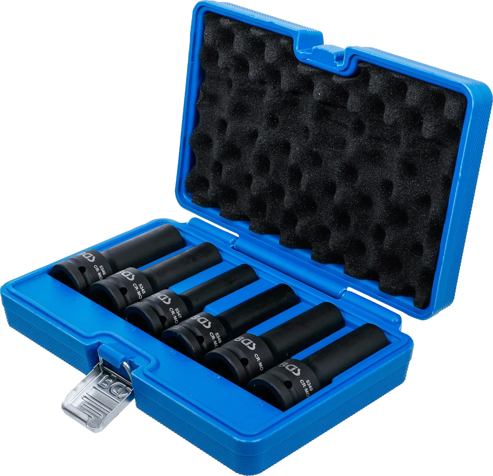 Conjunto de encaixes para chave de caixa de impacto perfil em E, bihexagonais | Entrada de quadrado interno de 20 mm (3/4") | 6 peças