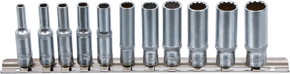 Conjunto de encaixes para chave de caixa bihexagonais, profundos | Entrada de quadrado interno de 6,3 mm (1/4") | 4 - 13 mm | 11 peças