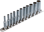 Conjunto de encaixes para chave de caixa bihexagonais, profundos | Entrada de quadrado interno de 6,3 mm (1/4") | 4 - 13 mm | 11 peças