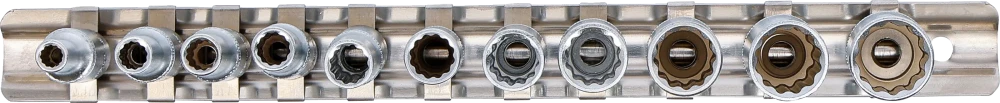 Conjunto de encaixes para chave de caixa bihexagonais, profundos | Entrada de quadrado interno de 6,3 mm (1/4") | 4 - 13 mm | 11 peças