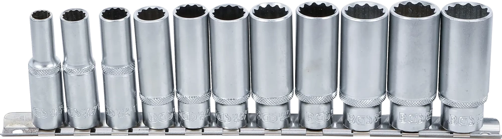 Conjunto de encaixes para chave de caixa bihexagonais, profundos | Entrada de quadrado interno de 10 mm (3/8") | 8 - 19 mm | 11 peças