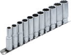 Conjunto de encaixes para chave de caixa bihexagonais, profundos | Entrada de quadrado interno de 10 mm (3/8") | 8 - 19 mm | 11 peças