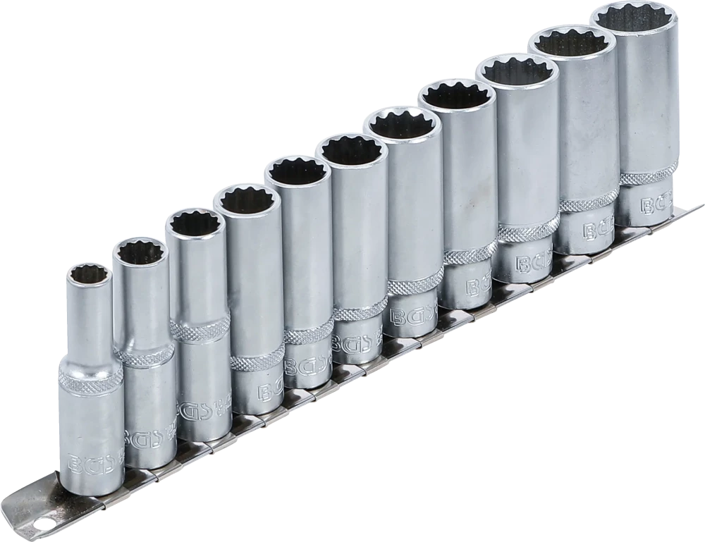 Conjunto de encaixes para chave de caixa bihexagonais, profundos | Entrada de quadrado interno de 10 mm (3/8") | 8 - 19 mm | 11 peças