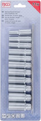 Conjunto de encaixes para chave de caixa bihexagonais, profundos | Entrada de quadrado interno de 10 mm (3/8") | 8 - 19 mm | 11 peças