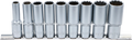 Conjunto de encaixes para chave de caixa bihexagonais, profundos | Entrada de quadrado interno de 12,5 mm (1/2") | 10 - 24 mm | 9 peças