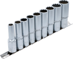 Conjunto de encaixes para chave de caixa bihexagonais, profundos | Entrada de quadrado interno de 12,5 mm (1/2") | 10 - 24 mm | 9 peças