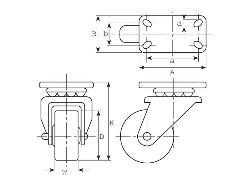 Roda Nylon - Capacidade: 130kgs, Diâmetro da roda: 100mm (S.52586)