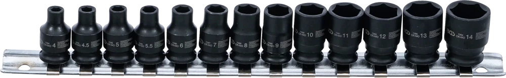 Conjunto de encaixes para chave de caixa de impacto sextavados | Entrada de quadrado interno de 6,3 mm (1/4") | 4 - 14 mm | 13 peças