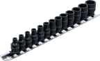 Conjunto de encaixes para chave de caixa de impacto sextavados | Entrada de quadrado interno de 6,3 mm (1/4") | 4 - 14 mm | 13 peças