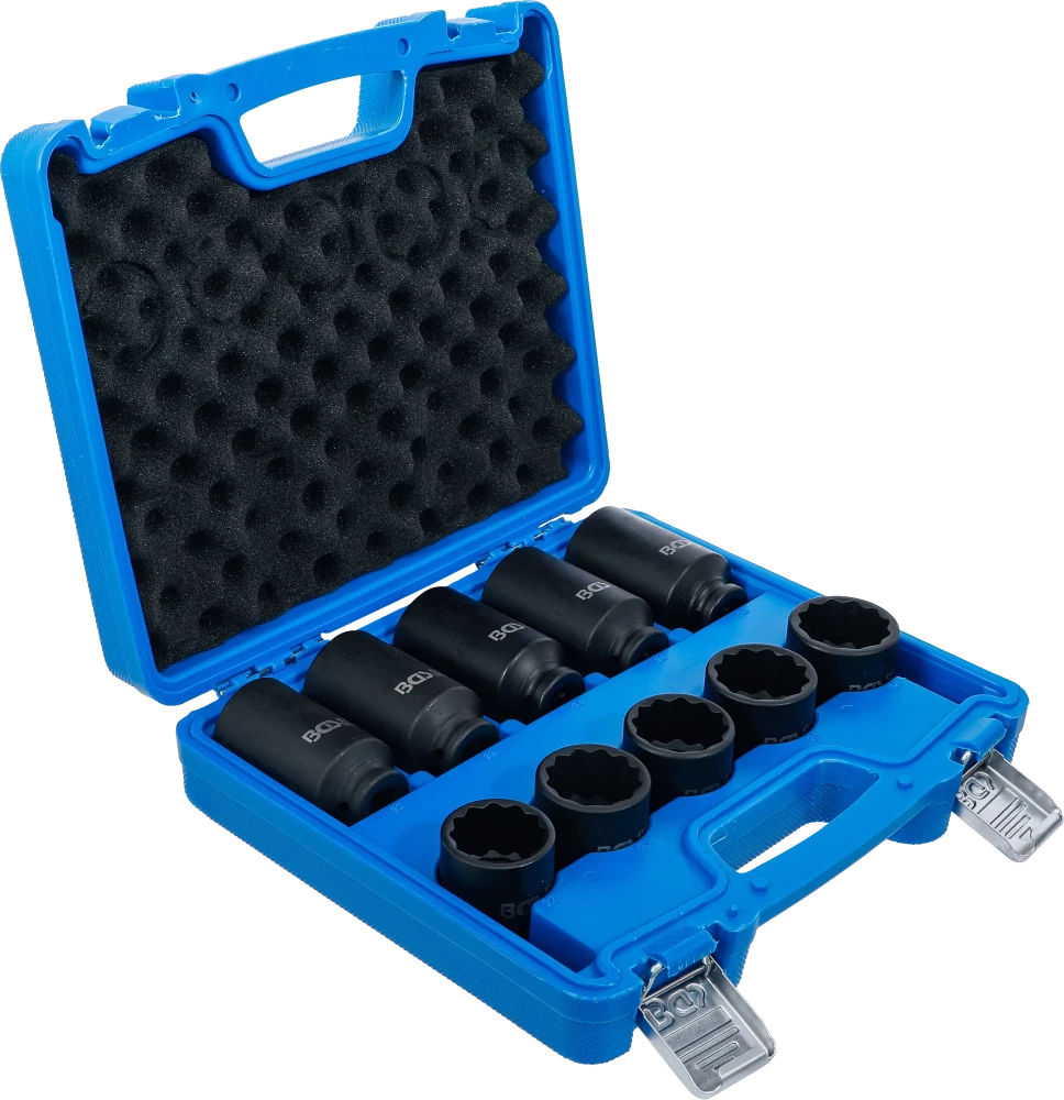 Conjunto de encaixes para chave de caixa de impacto | Doze lados | Entrada de quadrado interno de 12,5 mm (1/2") | 32 - 36 mm | 10 peças