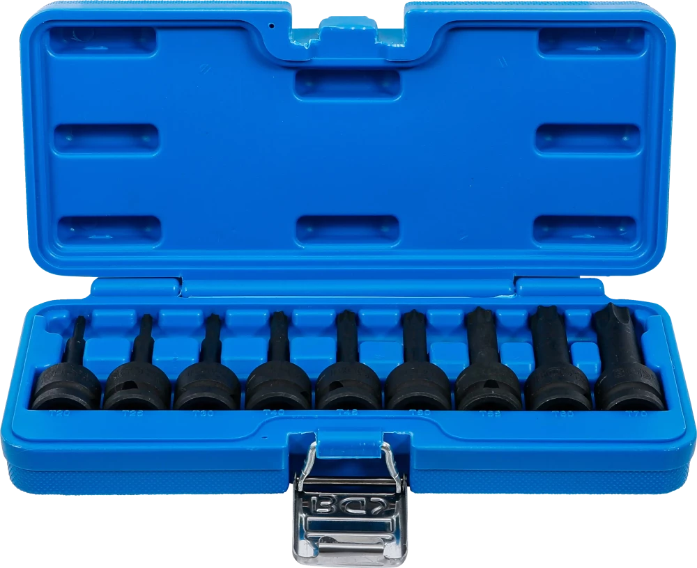 Conjunto de Encaixes de Impacto Torx | 1/2" | T20 - T70 | 9 peças