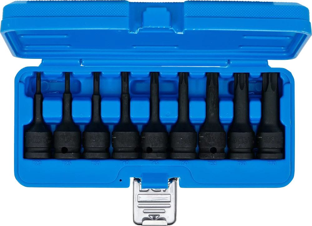 Conjunto de Encaixes de Impacto Torx | 1/2" | T20 - T70 | 9 peças