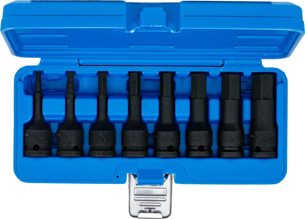 Conjunto de Encaixes de Impacto | Sextavado Interno | 1/2" | 8 peças