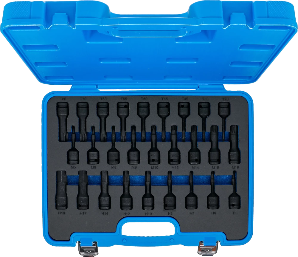 Conjunto de Encaixes de Impacto | Sextavado, Torx, XZN | 1/2" | 27 peças