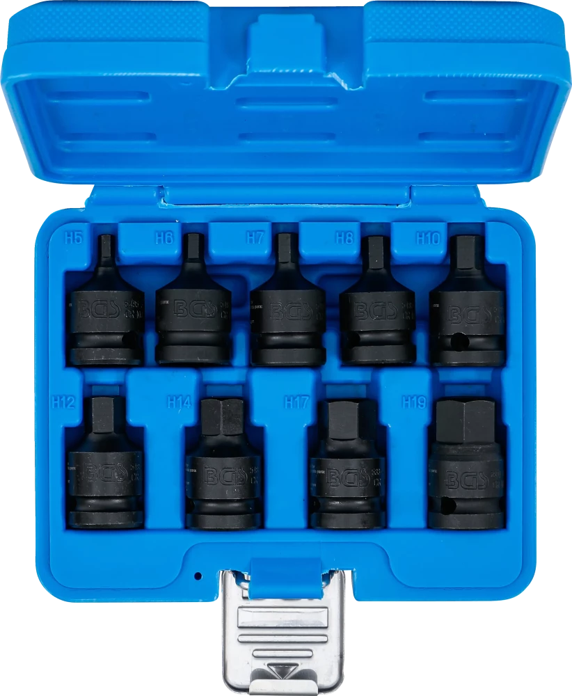 Conjunto de Encaixes de Impacto | Sextavado Interno | 1/2" | 9 peças
