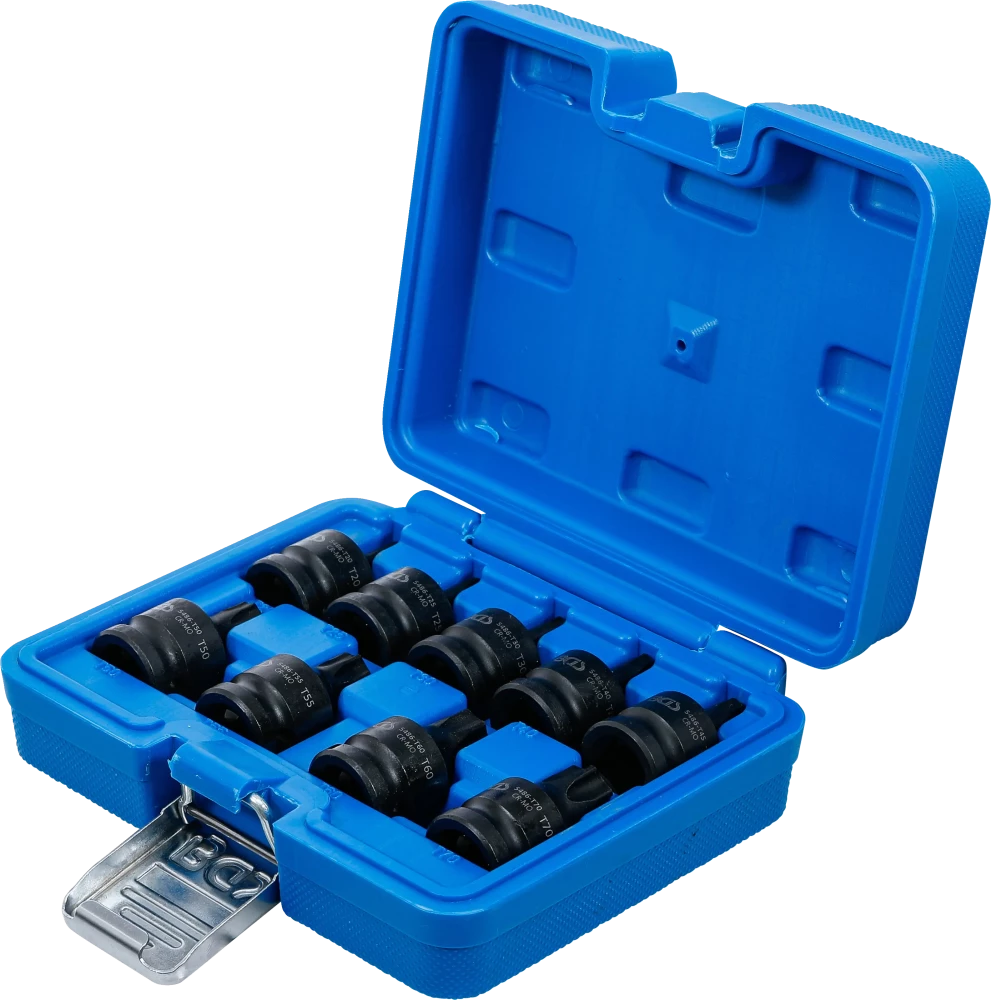 Conjunto de Encaixes de Impacto Torx | 1/2" | T20 - T70 | 9 peças