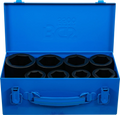 Conjunto de encaixes para chave de caixa de impacto sextavado, profundos | Entrada de quadrado interno de 25 mm (1") | 27 - 50 mm | 8 peças