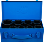 Conjunto de encaixes para chave de caixa de impacto sextavado, profundos | Entrada de quadrado interno de 25 mm (1") | 27 - 50 mm | 8 peças