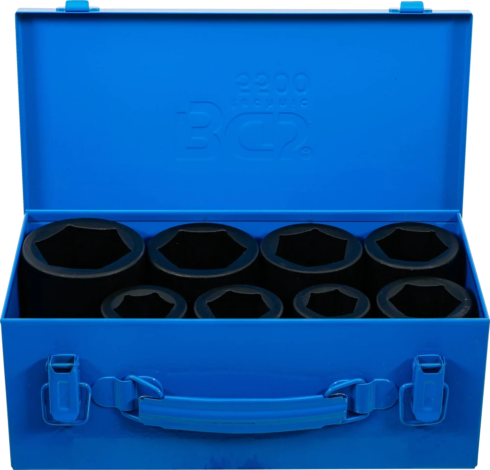 Conjunto de encaixes para chave de caixa de impacto sextavado, profundos | Entrada de quadrado interno de 25 mm (1") | 27 - 50 mm | 8 peças