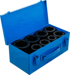 Conjunto de encaixes para chave de caixa de impacto sextavado, profundos | Entrada de quadrado interno de 25 mm (1") | 27 - 50 mm | 8 peças
