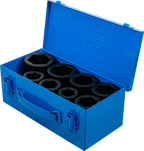 Conjunto de encaixes para chave de caixa de impacto sextavado, profundos | Entrada de quadrado interno de 25 mm (1") | 27 - 50 mm | 8 peças