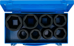 Conjunto de encaixes para chave de caixa de impacto sextavado, profundos | Entrada de quadrado interno de 25 mm (1") | 27 - 50 mm | 8 peças