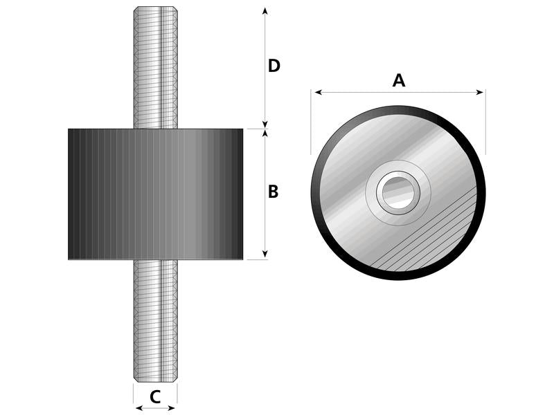 Amortecedor - macho/macho, Ø30mm. (S.55409)
