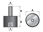 Amortecedor - macho/fêmea, Ø60mm. (S.55442)