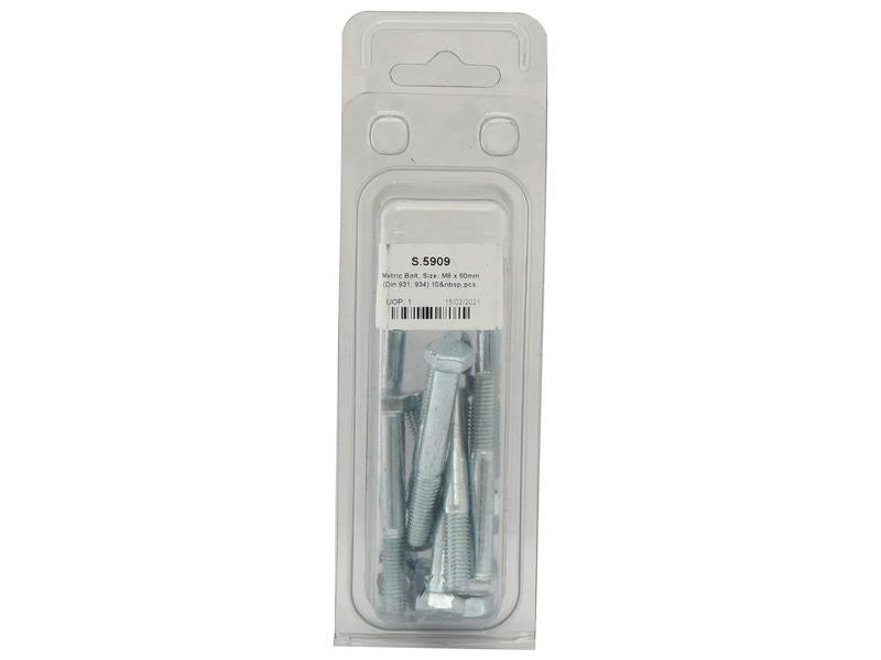 Agripak 10 un. Parafuso métrico, M8x60mm (S.5909)