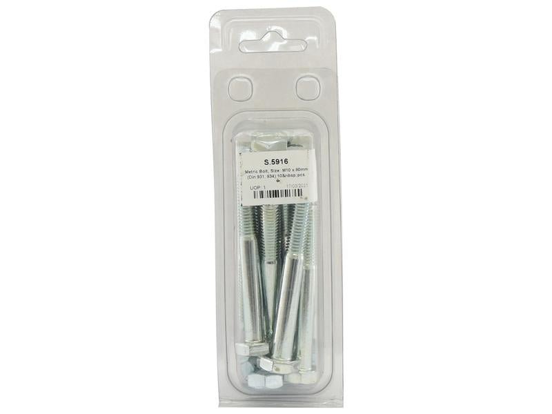 Agripak 10 un. Parafuso métrico, M10x80mm (S.5916)