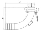 Acoplamento 90° - Macho 6'' (159mm) x6'' (150mm) (galvanizado) (S.59428)