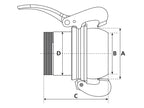 Acoplamento roscada - Macho 6'' (159mm) x 6'' BSPT (galvanizado) (S.59431)