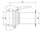 Acoplamento com brida - Longo - Macho 4'' (108mm) x 4'' (100mm) (galvanizado) (S.59435)