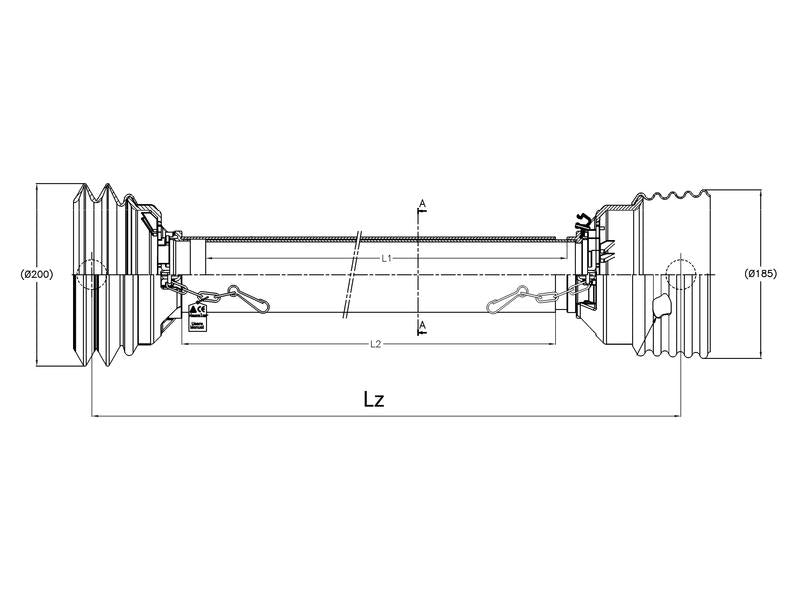 Protecção transmissão - Easylock homocinética, (Lz) Comprimento: 1010mm, Embalagem: Large. (S.59628)