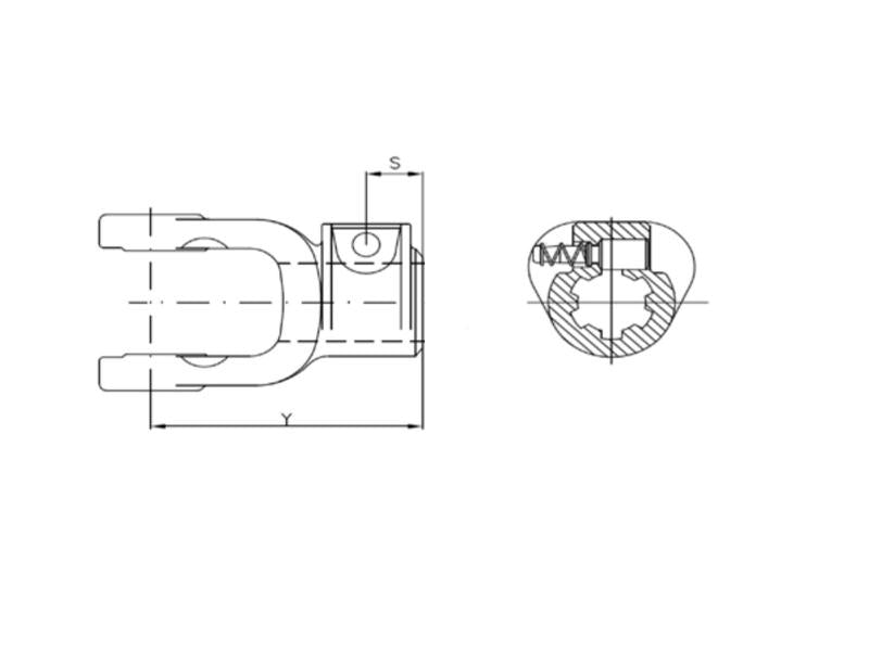 Forquilha de trinco (Dimensão da cruzeta: 22 x 54.8mm) Tamanho: 1-3/8''-6 Estrias (S.6008)