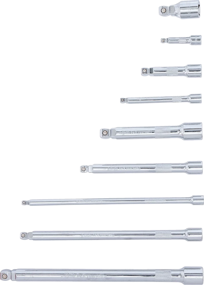 Conjunto de extensões basculantes | 6,3 mm (1/4") / 10 mm (3/8") / 12,5 mm (1/2") | 9 peças
