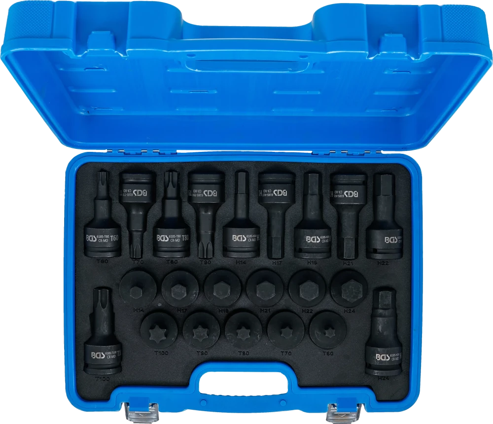 Conjunto de Encaixes de Impacto | Sextavado, Torx | 3/4" | 22 peças