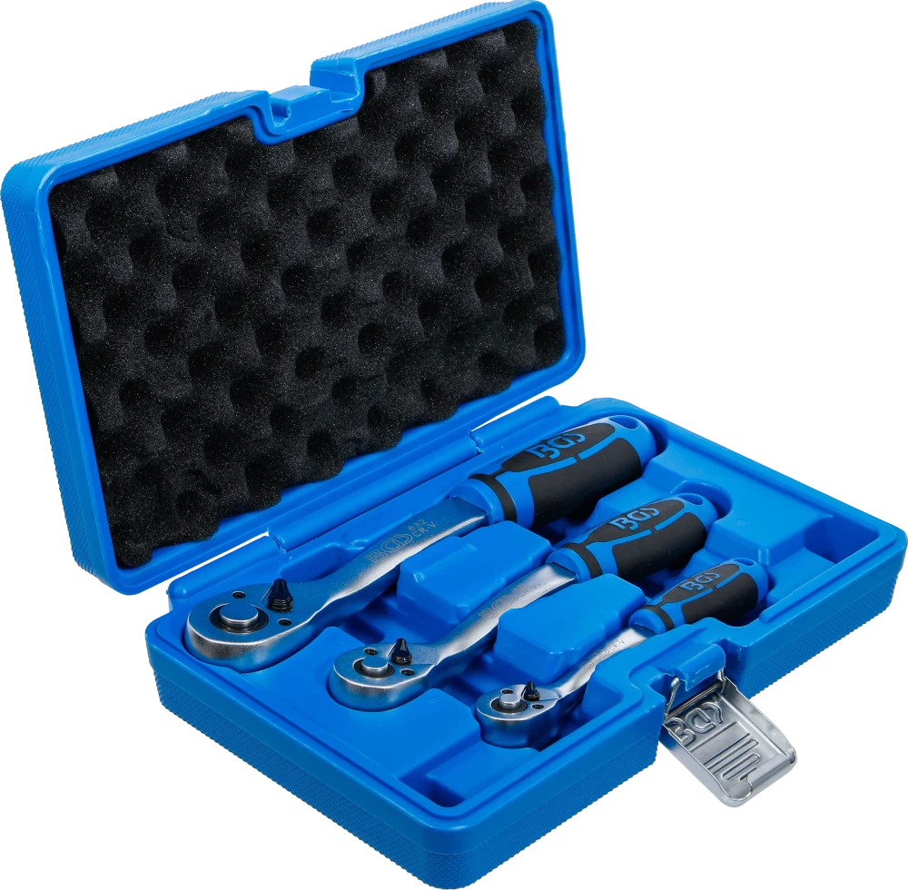 Conjunto de roquetes reversíveis | dentado fino | 6,3 mm (1/4") / 10 mm (3/8") - 12,5 mm (1/2") | 3 peças