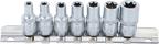 Conjunto de encaixes para chave de caixa perfil em E | Entrada de quadrado interno de 6,3 mm (1/4") | E4 - E11 | 7 peças