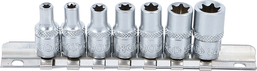 Conjunto de encaixes para chave de caixa perfil em E | Entrada de quadrado interno de 6,3 mm (1/4") | E4 - E11 | 7 peças