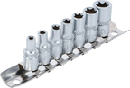 Conjunto de encaixes para chave de caixa perfil em E | Entrada de quadrado interno de 6,3 mm (1/4") | E4 - E11 | 7 peças